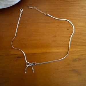 Elegant Silver Bow Necklace